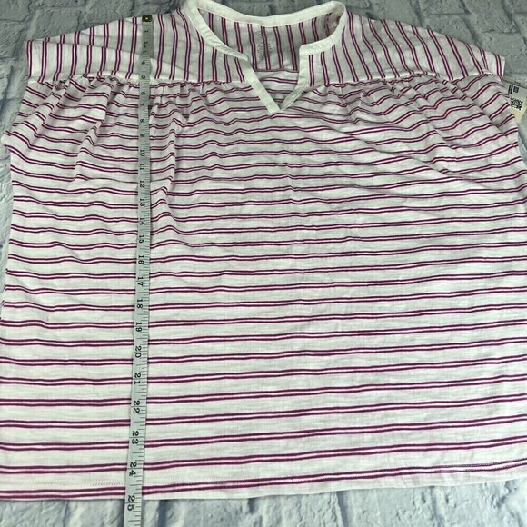 St Johns Bay Petite Large PL Pink Stripe Cap Sleeve V-Neck Pullover Shirt NEW - Picture 6 of 7